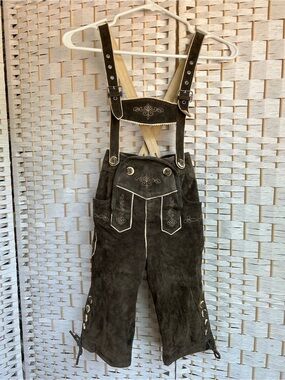 LANDHAUS Kids Genuine Suede Lederhosen Brown Adjustable EU 122/US 6x-7 Leather